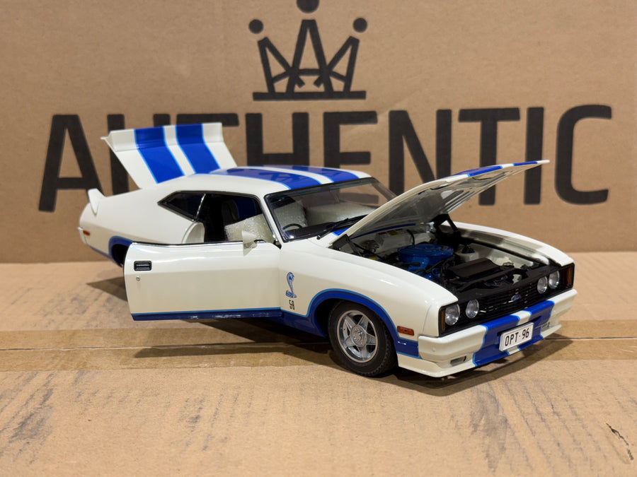 Ford XC Falcon Cobra Option 96 - White w/Blue Stripes - 1:18 Scale Diecast Model