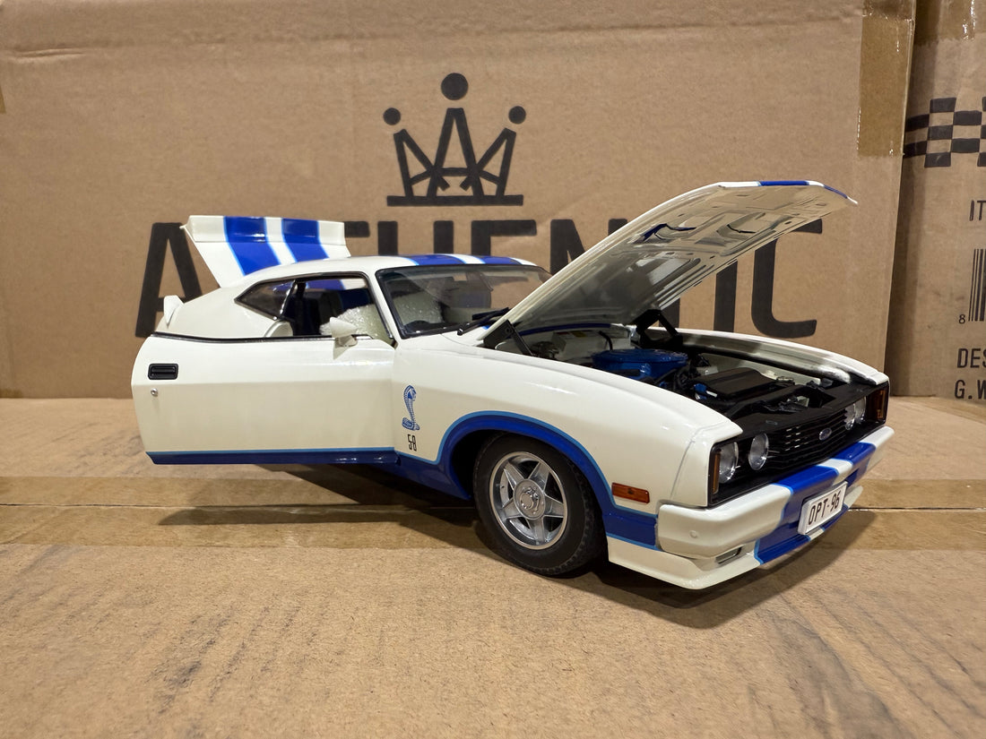 Ford XC Falcon Cobra Option 96 - White w/Blue Stripes - 1:18 Scale Diecast Model