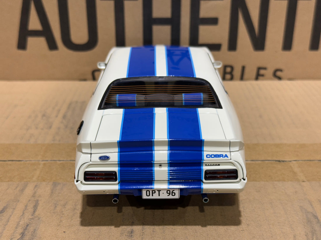 Ford XC Falcon Cobra Option 96 - White w/Blue Stripes - 1:18 Scale Diecast Model