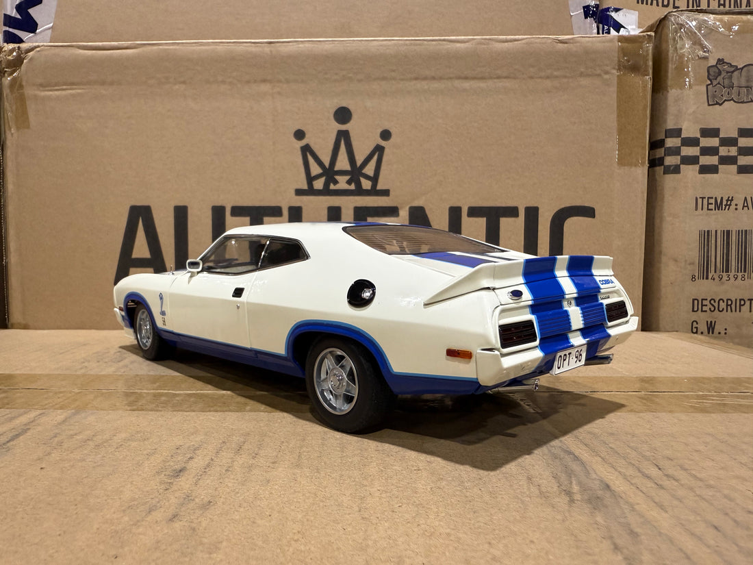 Ford XC Falcon Cobra Option 96 - White w/Blue Stripes - 1:18 Scale Diecast Model