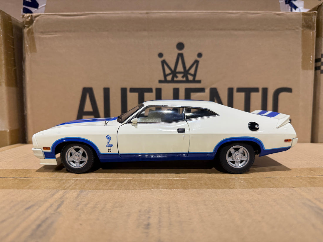 Ford XC Falcon Cobra Option 96 - White w/Blue Stripes - 1:18 Scale Diecast Model