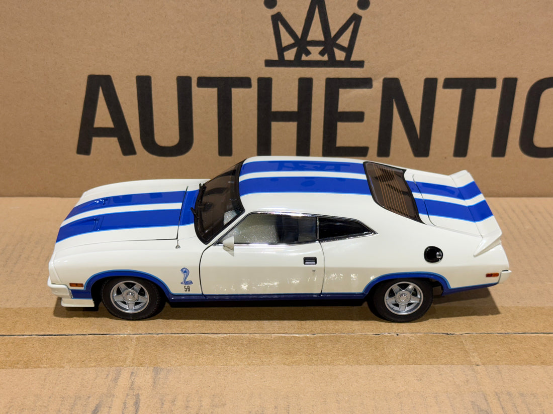 Ford XC Falcon Cobra Option 96 - White w/Blue Stripes - 1:18 Scale Diecast Model