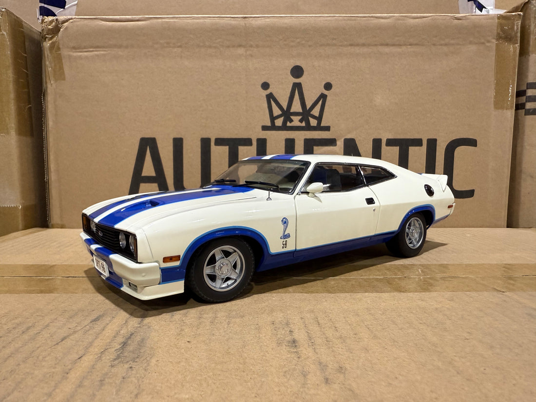 Ford XC Falcon Cobra Option 96 - White w/Blue Stripes - 1:18 Scale Diecast Model