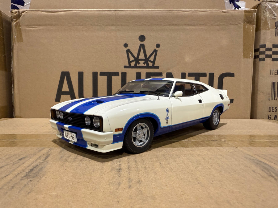 Ford XC Falcon Cobra Option 96 - White w/Blue Stripes - 1:18 Scale Diecast Model