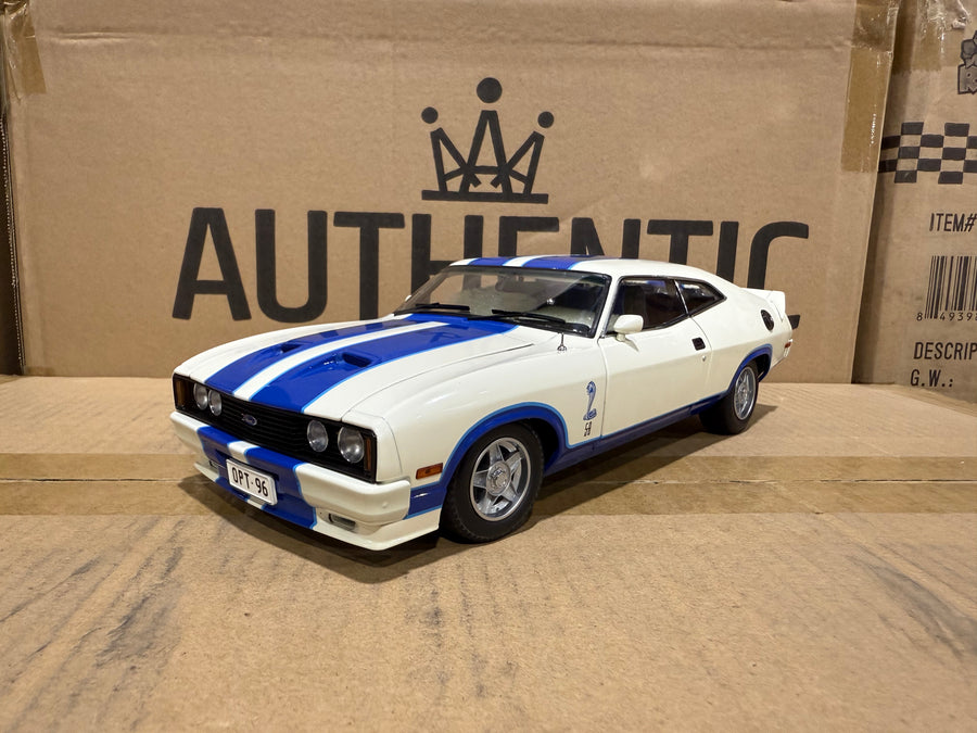 Ford XC Falcon Cobra Option 96 - White w/Blue Stripes - 1:18 Scale Diecast Model