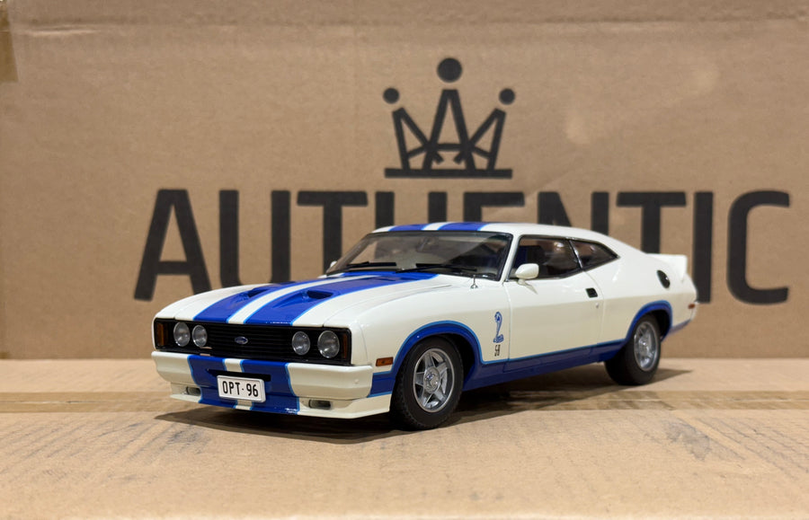 Ford XC Falcon Cobra Option 96 - White w/Blue Stripes - 1:18 Scale Diecast Model