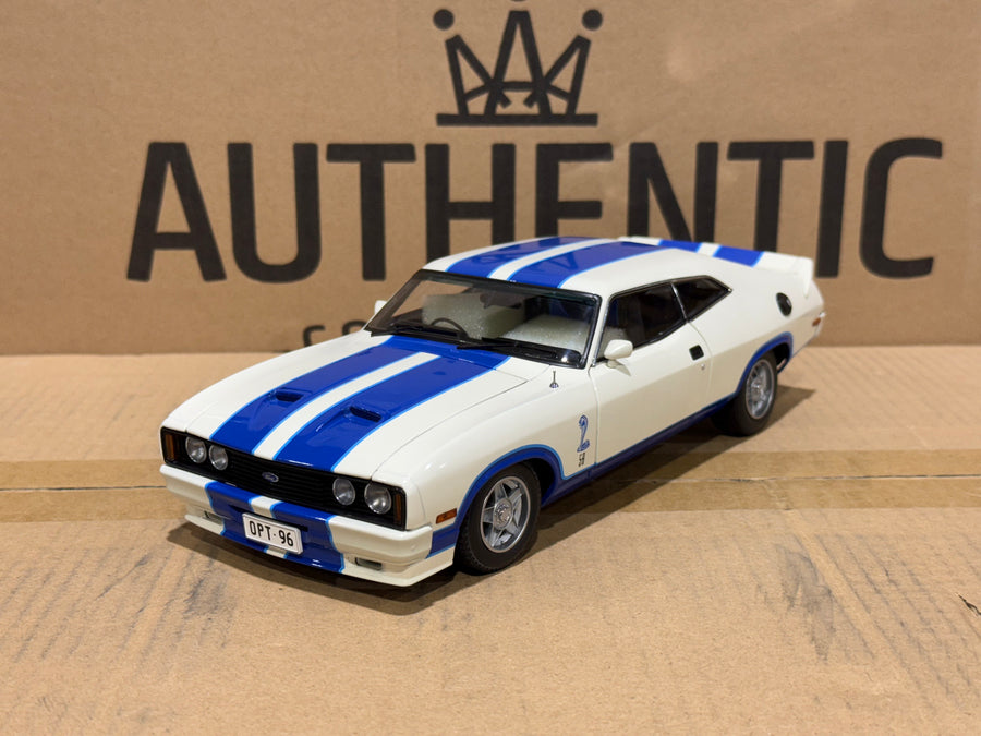 Ford XC Falcon Cobra Option 96 - White w/Blue Stripes - 1:18 Scale Diecast Model
