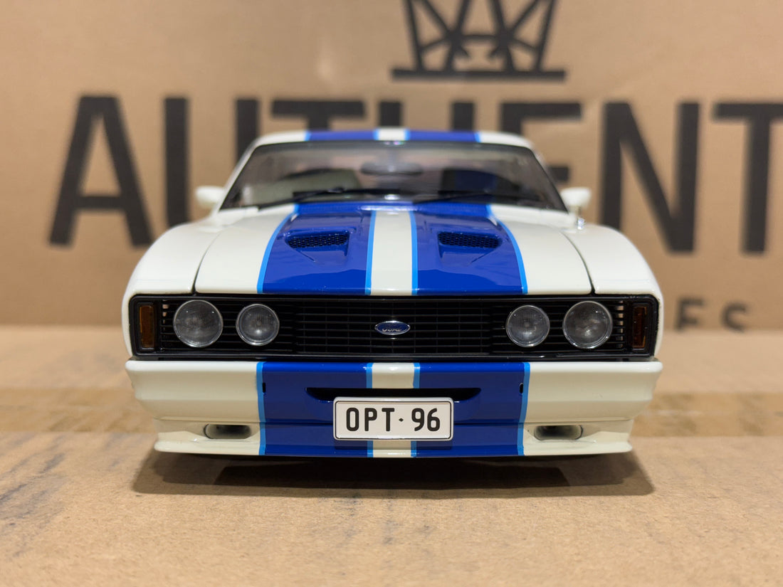 Ford XC Falcon Cobra Option 96 - White w/Blue Stripes - 1:18 Scale Diecast Model