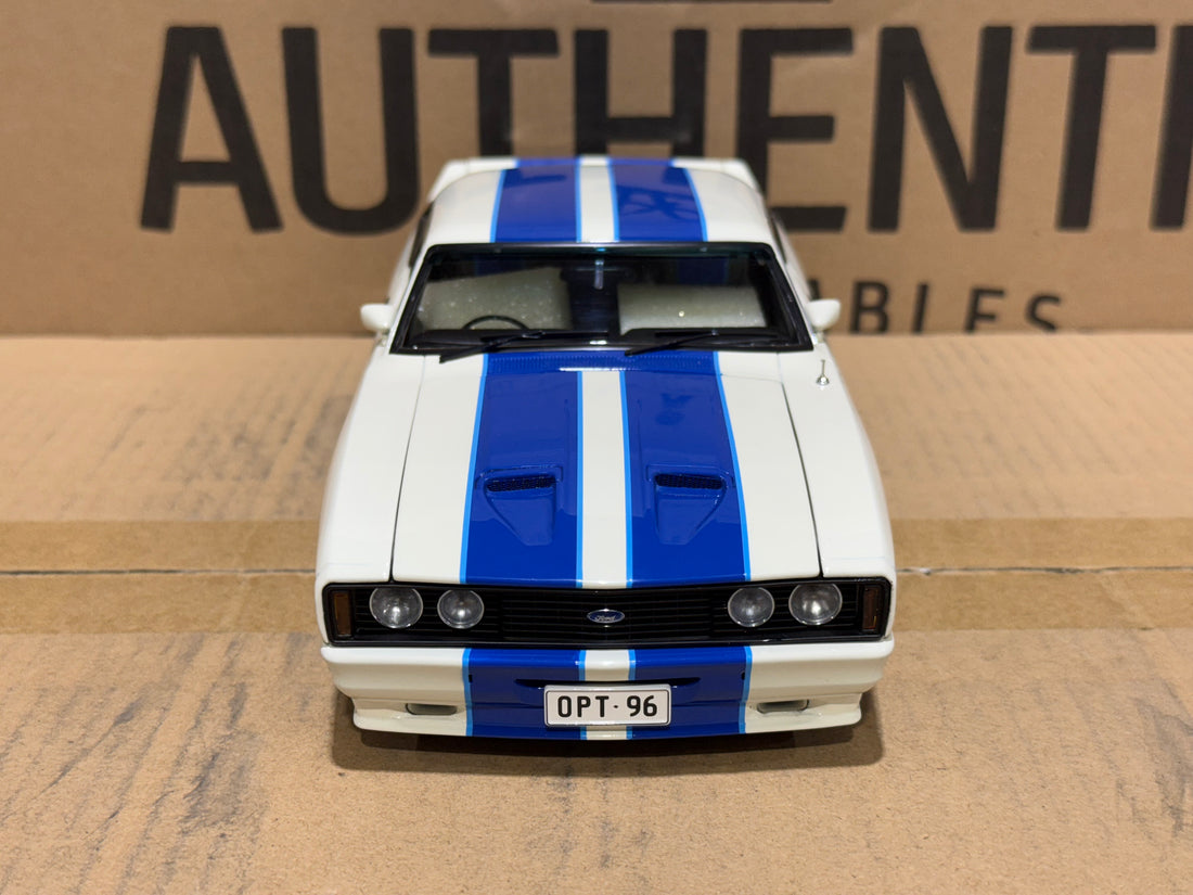 Ford XC Falcon Cobra Option 96 - White w/Blue Stripes - 1:18 Scale Diecast Model