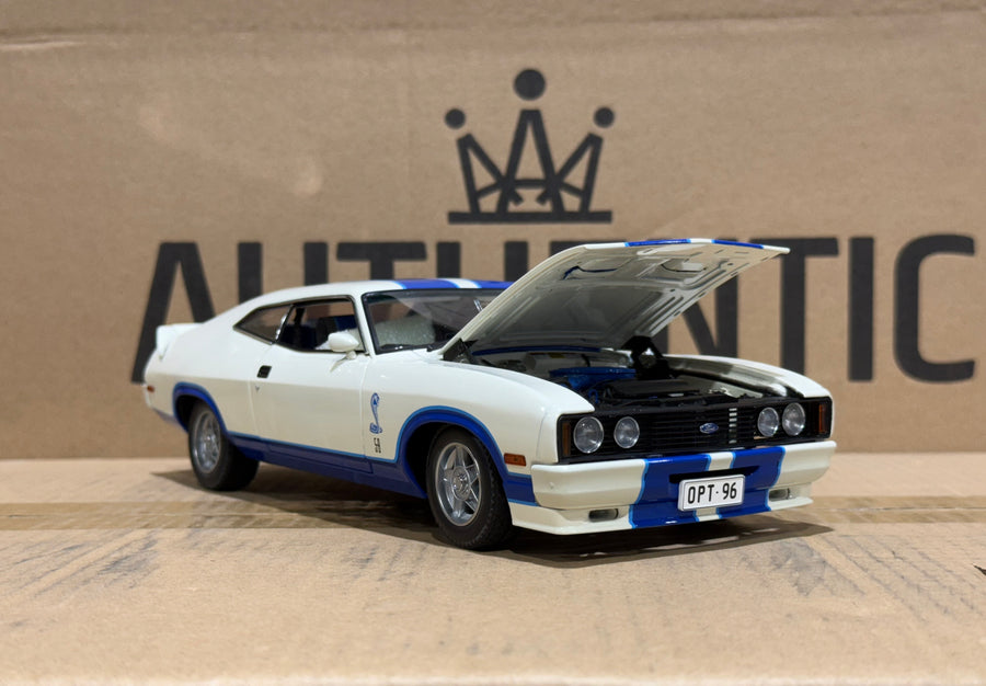 Ford XC Falcon Cobra Option 96 - White w/Blue Stripes - 1:18 Scale Diecast Model