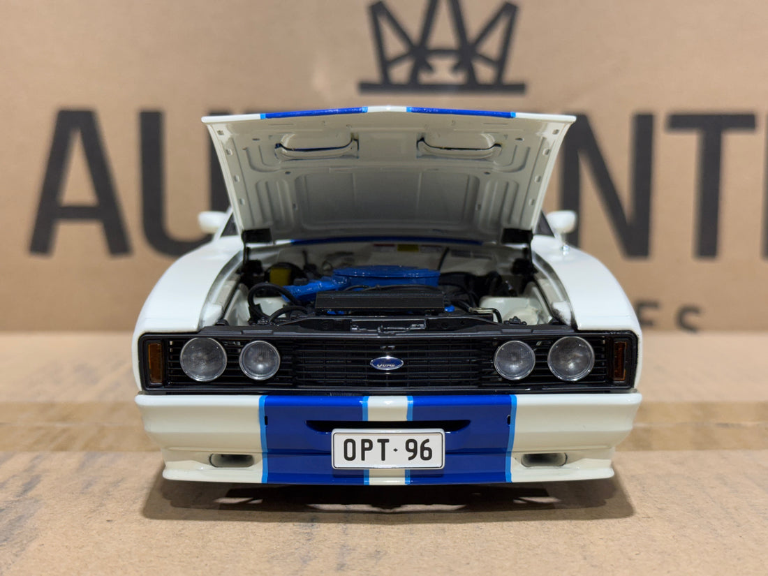 Ford XC Falcon Cobra Option 96 - White w/Blue Stripes - 1:18 Scale Diecast Model