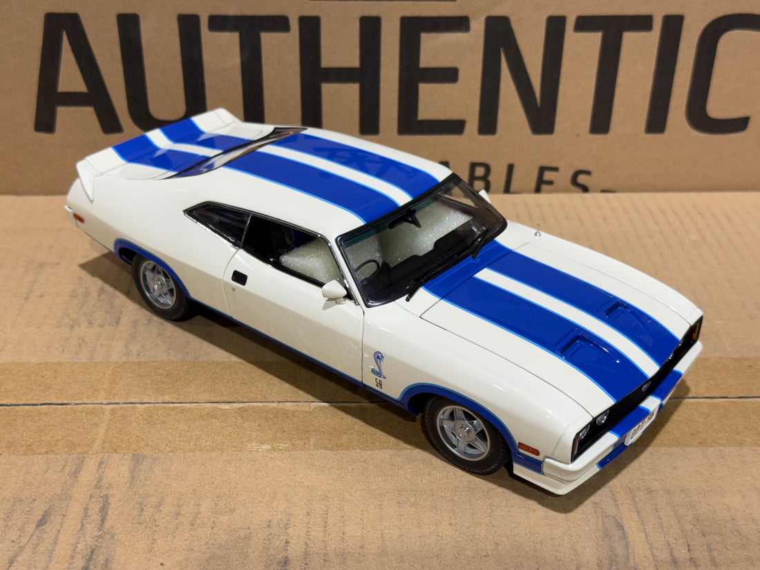 Ford XC Falcon Cobra Option 96 - White w/Blue Stripes - 1:18 Scale Diecast Model