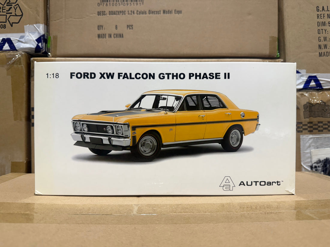 FORD XW FALCON GTHO PHASE 2 - YELLOW W/BLACK STRIPES - 1:18 SCALE DIECAST MODEL - BIANTE/AUTOART