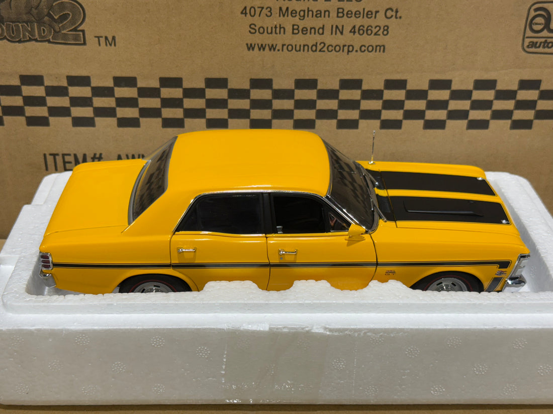 FORD XW FALCON GTHO PHASE 2 - YELLOW W/BLACK STRIPES - 1:18 SCALE DIECAST MODEL - BIANTE/AUTOART