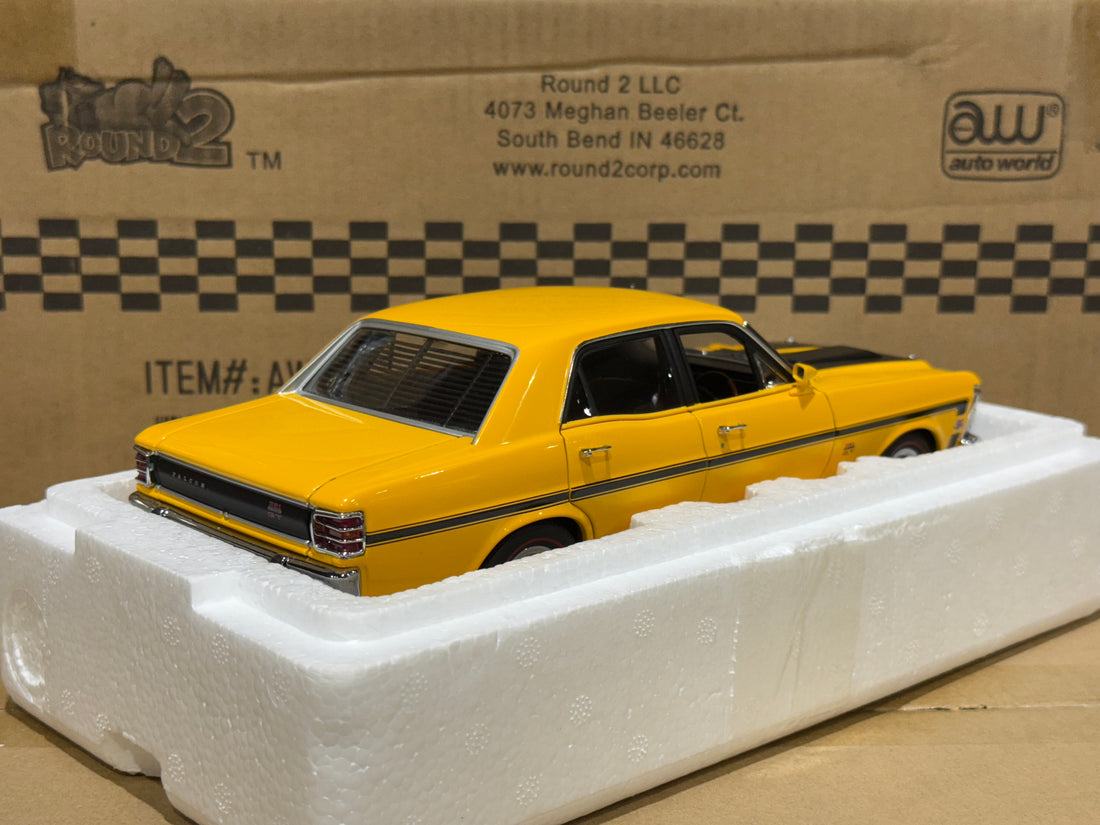 FORD XW FALCON GTHO PHASE 2 - YELLOW W/BLACK STRIPES - 1:18 SCALE DIECAST MODEL - BIANTE/AUTOART