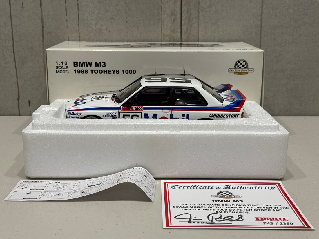 1988 BATHURST - PETER BROCK/JIM RICHARDS - BMW M3 - 1:18 SCALE DIECAST MODEL - AUTOart