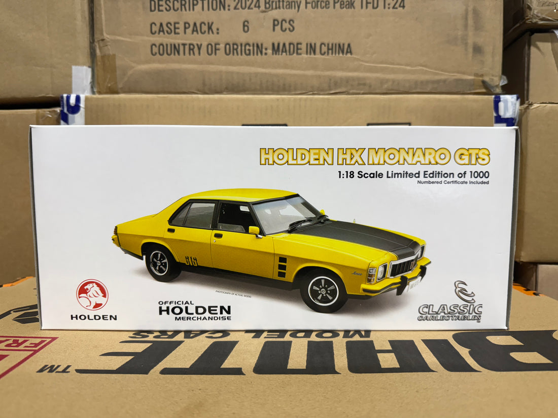 HOLDEN HX MONARO GTS SEDAN ABSINTH YELLOW - 1:18 SCALE DIECAST MODEL
