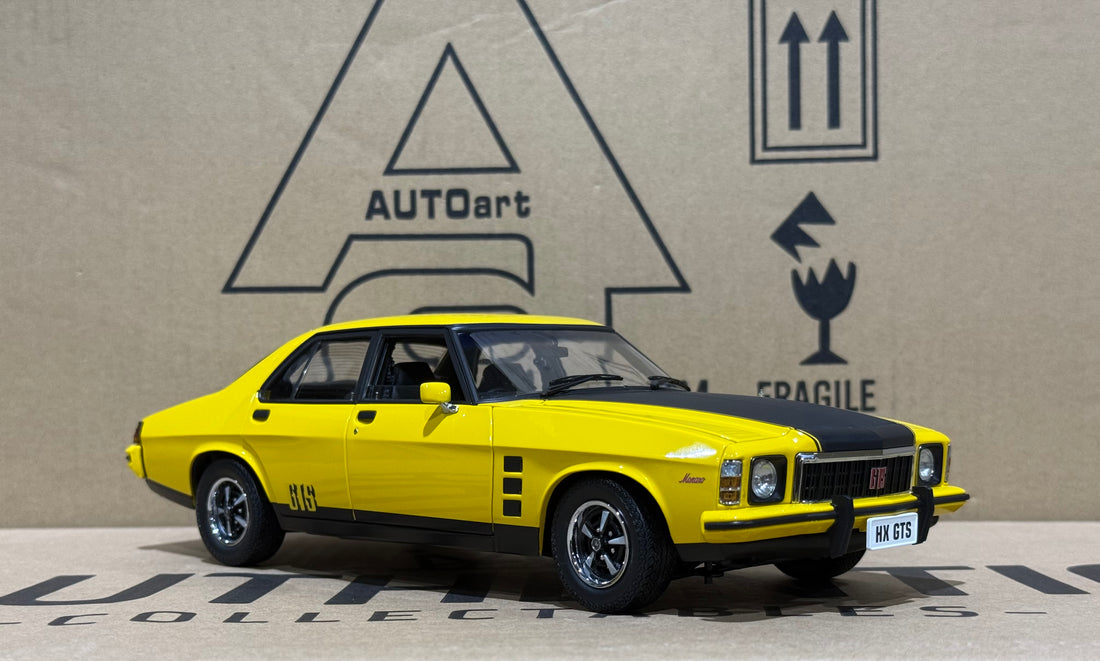 HOLDEN HX MONARO GTS SEDAN ABSINTH YELLOW - 1:18 SCALE DIECAST MODEL