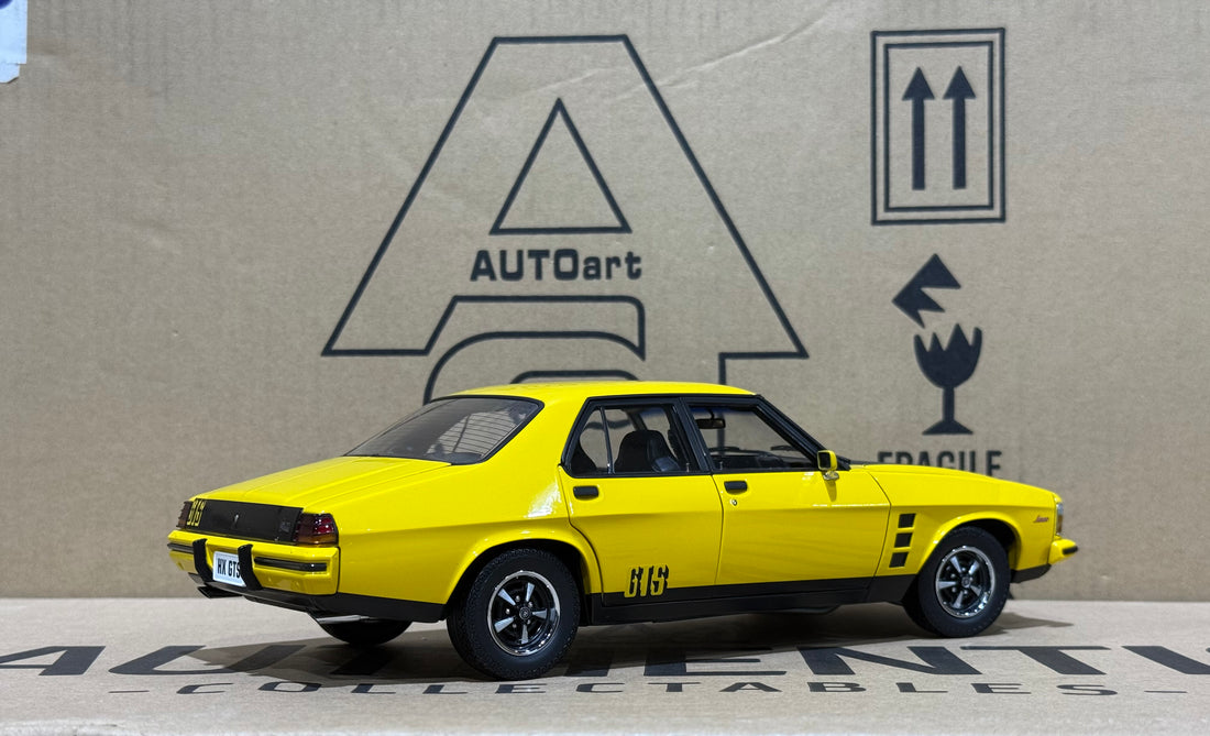 HOLDEN HX MONARO GTS SEDAN ABSINTH YELLOW - 1:18 SCALE DIECAST MODEL