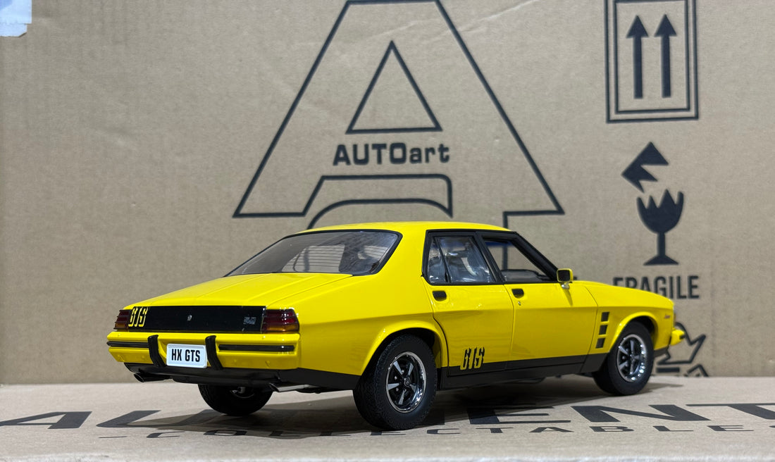 HOLDEN HX MONARO GTS SEDAN ABSINTH YELLOW - 1:18 SCALE DIECAST MODEL