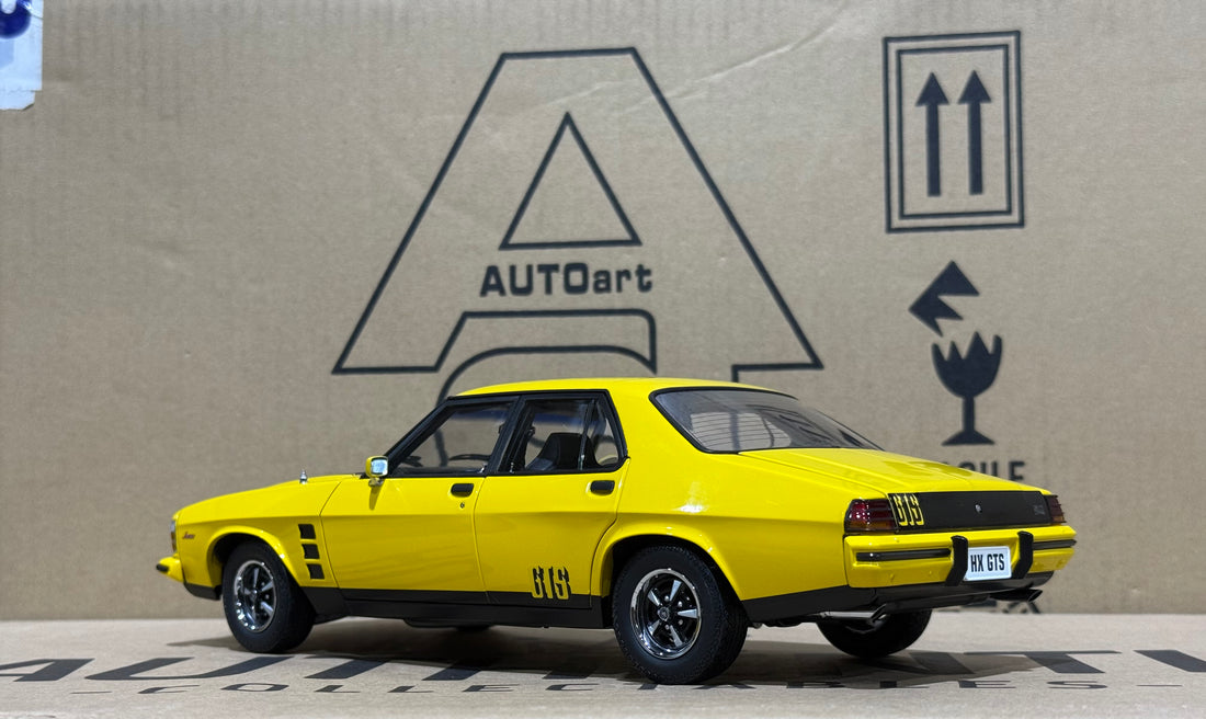 HOLDEN HX MONARO GTS SEDAN ABSINTH YELLOW - 1:18 SCALE DIECAST MODEL