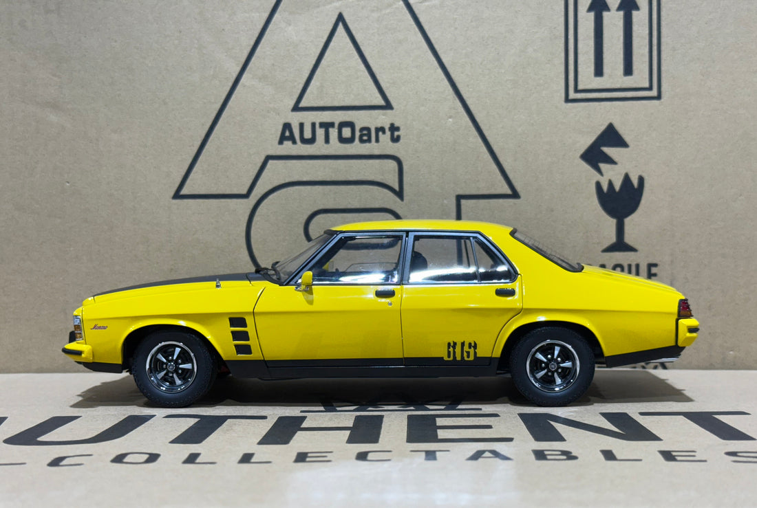 HOLDEN HX MONARO GTS SEDAN ABSINTH YELLOW - 1:18 SCALE DIECAST MODEL