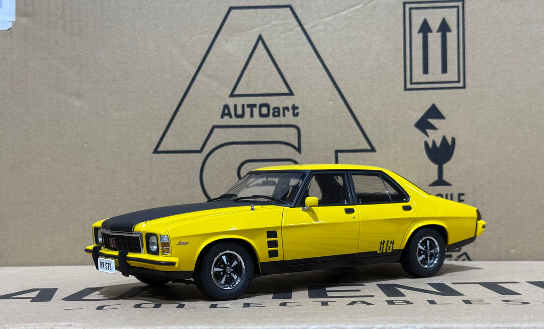 HOLDEN HX MONARO GTS SEDAN ABSINTH YELLOW - 1:18 SCALE DIECAST MODEL