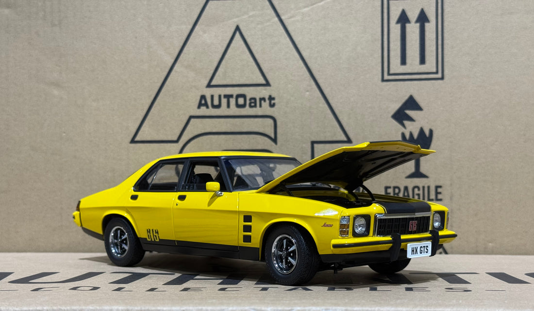 HOLDEN HX MONARO GTS SEDAN ABSINTH YELLOW - 1:18 SCALE DIECAST MODEL