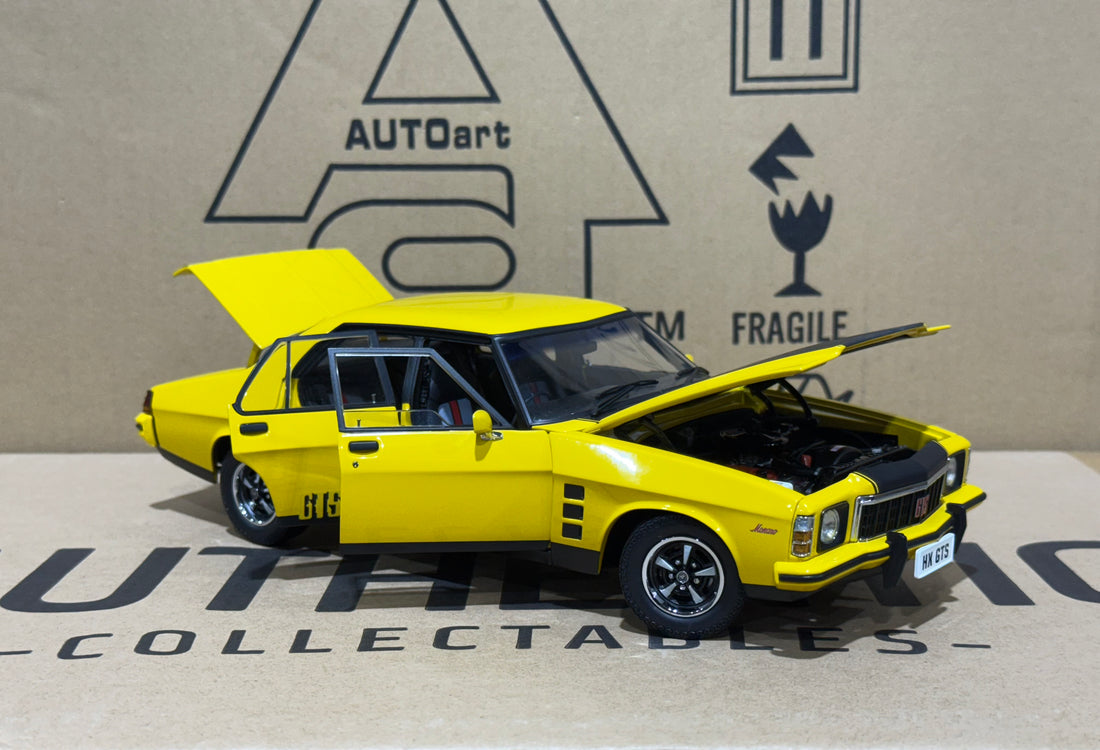 HOLDEN HX MONARO GTS SEDAN ABSINTH YELLOW - 1:18 SCALE DIECAST MODEL