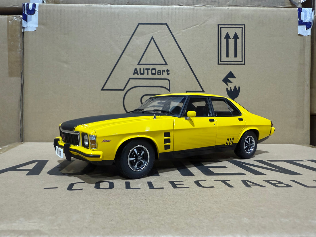 HOLDEN HX MONARO GTS SEDAN ABSINTH YELLOW - 1:18 SCALE DIECAST MODEL
