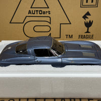 1963 CHEVROLET CORVETTE COUPE - SILVER BLUE - 1:18 SCALE DIECAST MODEL - AUTOART