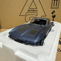 1963 CHEVROLET CORVETTE COUPE - SILVER BLUE - 1:18 SCALE DIECAST MODEL - AUTOART