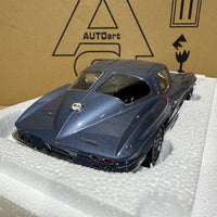 1963 CHEVROLET CORVETTE COUPE - SILVER BLUE - 1:18 SCALE DIECAST MODEL - AUTOART