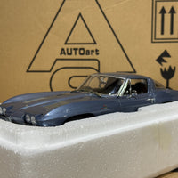 1963 CHEVROLET CORVETTE COUPE - SILVER BLUE - 1:18 SCALE DIECAST MODEL - AUTOART