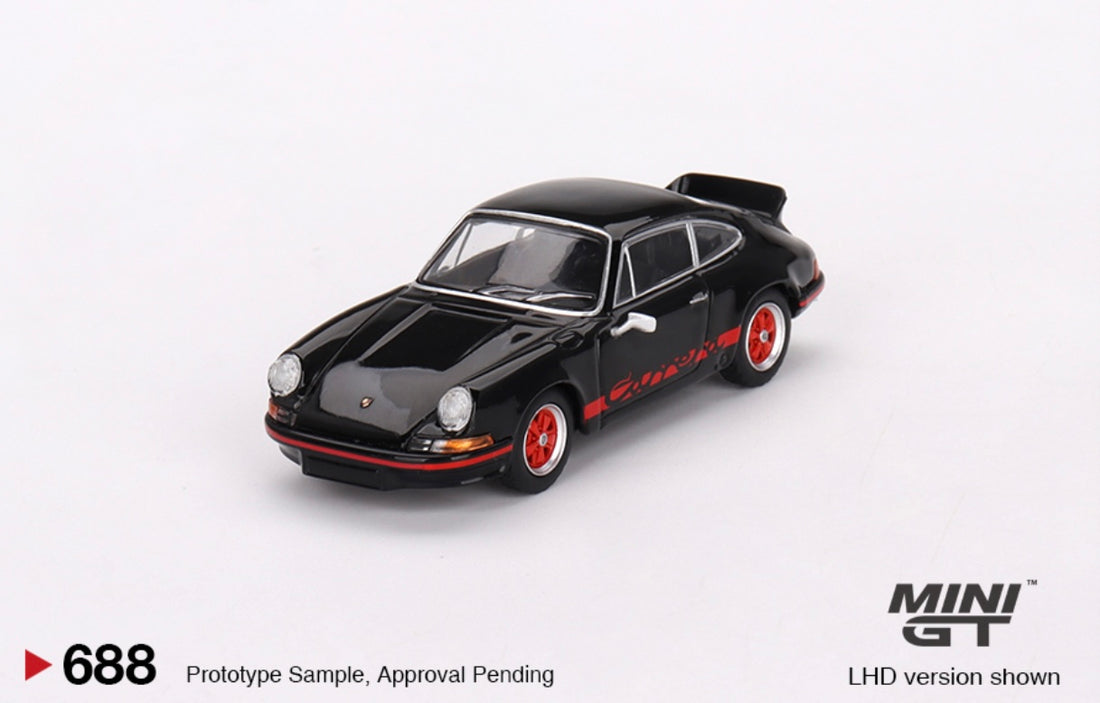 Porsche 911 Carrera RS 2.7 Black with Red Livery - 1:64 Scale Diecast - Mini GT