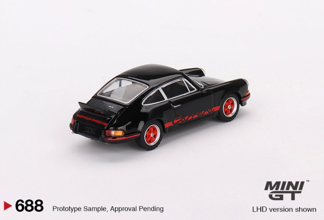 Porsche 911 Carrera RS 2.7 Black with Red Livery - 1:64 Scale Diecast - Mini GT