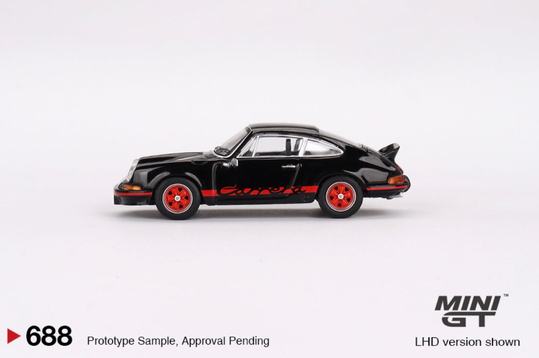 Porsche 911 Carrera RS 2.7 Black with Red Livery - 1:64 Scale Diecast - Mini GT