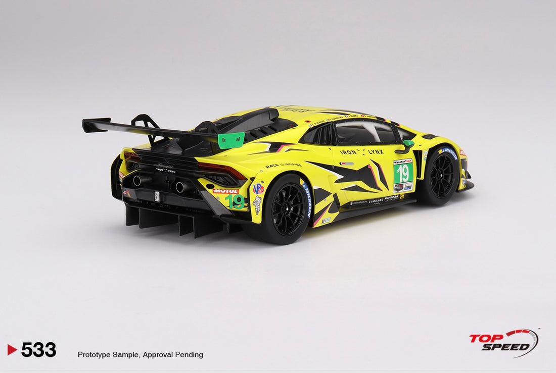2023 IMSA DAYTONA 24 HR - #19 LAMBORGHINI HURACAN GT3 EVO2 - 1:18 SCALE MODEL - TOPSPEED