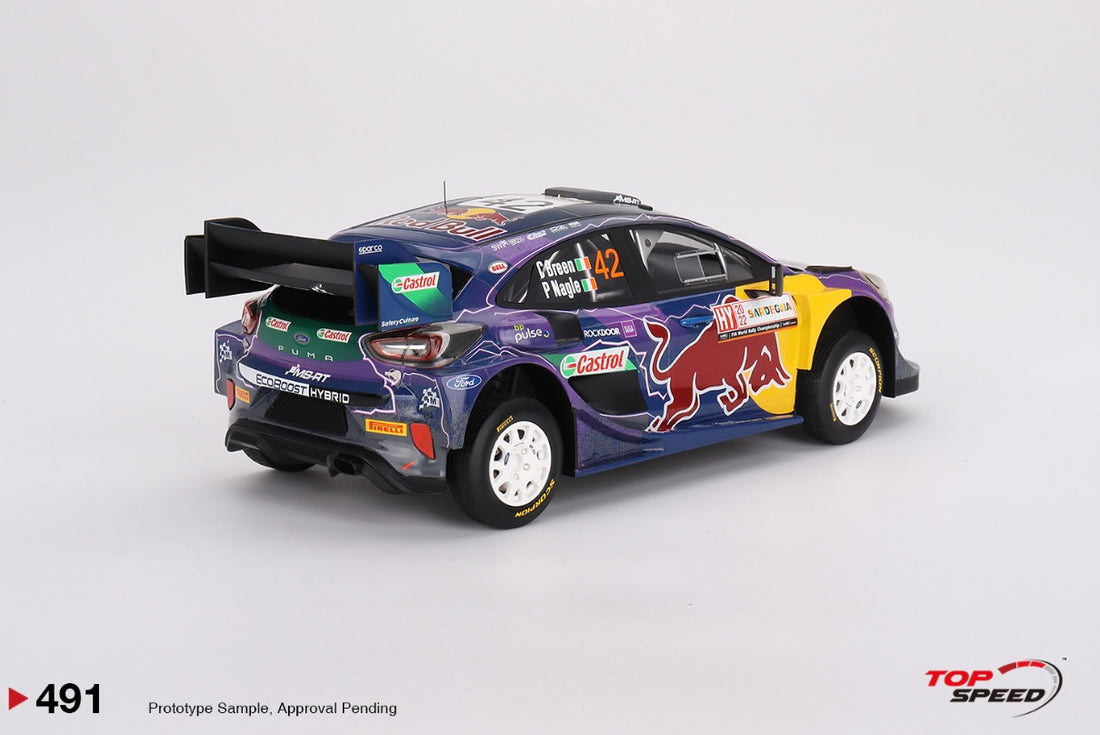 2022 RALLY ITALIA SARDEGNA 2ND - #42 FORD PUMA RALLY1 - 1:18 SCALE MODEL - TOPSPEED