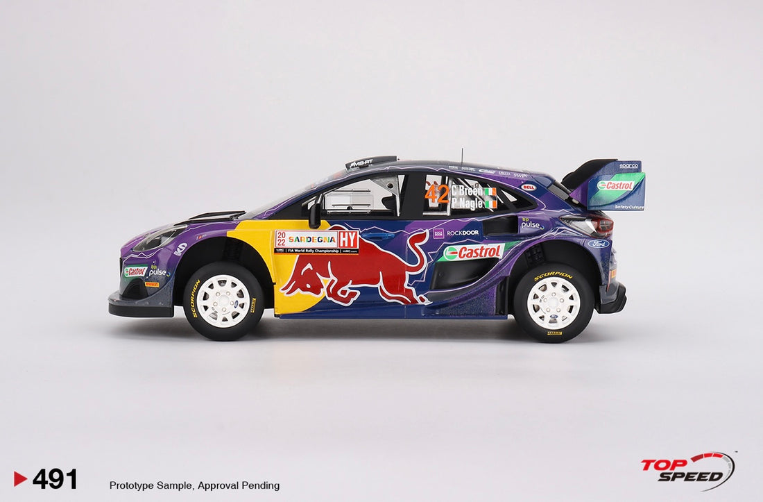2022 RALLY ITALIA SARDEGNA 2ND - #42 FORD PUMA RALLY1 - 1:18 SCALE MODEL - TOPSPEED