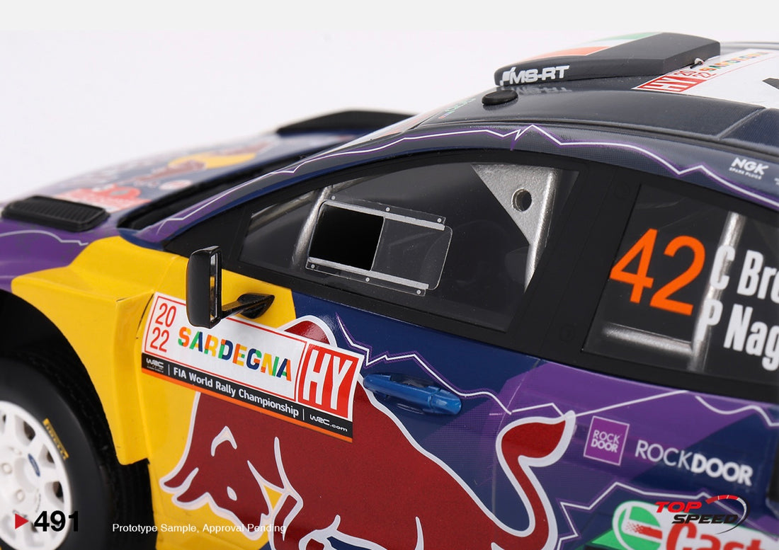 2022 RALLY ITALIA SARDEGNA 2ND - #42 FORD PUMA RALLY1 - 1:18 SCALE MODEL - TOPSPEED