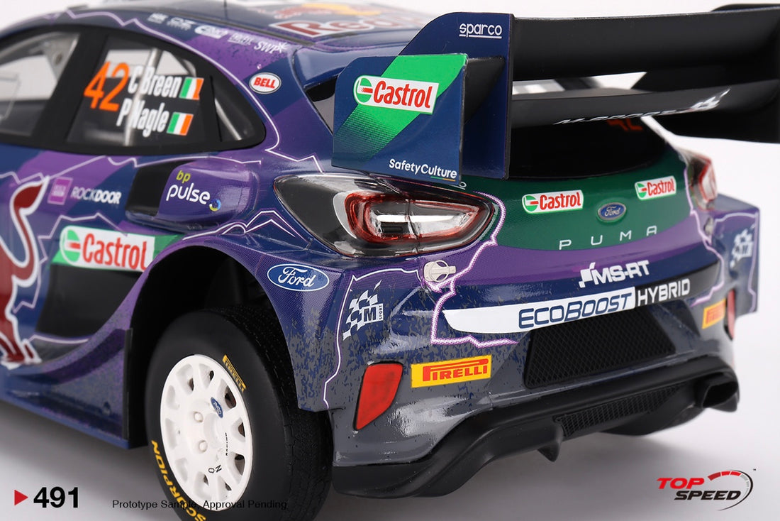 2022 RALLY ITALIA SARDEGNA 2ND - #42 FORD PUMA RALLY1 - 1:18 SCALE MODEL - TOPSPEED