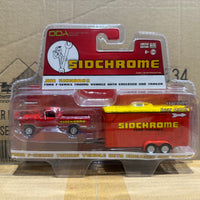 SIDCHROME - JIM RICHARDS - FORD F-SERIES TOWING VEHICE WITH ENCLOSED CAR TRAILER - 1:64 SCALE DIECAST MODELS