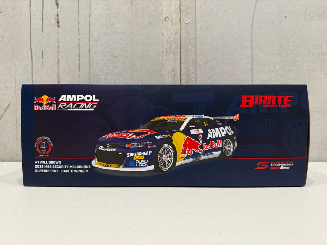 WILL BROWN - CHEVROLET CAMARO - RED BULL AMPOL RACING - #1 - 2025 - MSS SECURITY MELBOURNE SUPERSPRINT - RACE 6 WINNER - 1:18 SCALE DIECAST MODEL