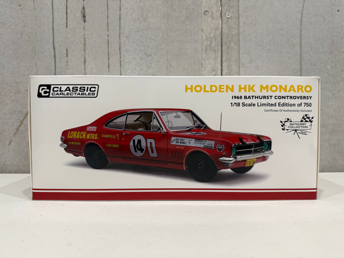 1968 BATHURST - #14D HOLDEN HK MONARO GTS 327 - 1968 BATHURST CONTROVERSY - 1:18 SCALE DIECAST MODEL