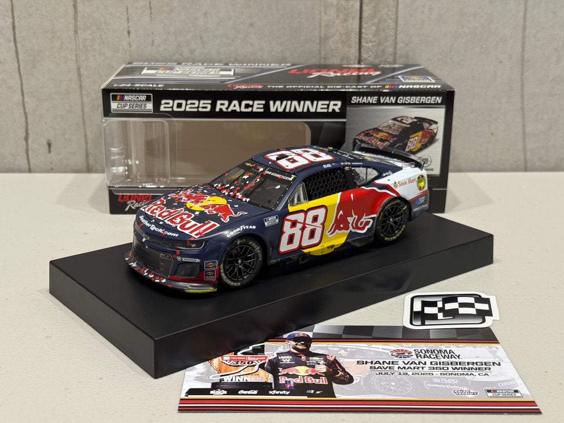 SHANE VAN GISBERGEN 2025 RED BULL SONOMA RACED WIN 1:24 SCALE ARC DIECAST