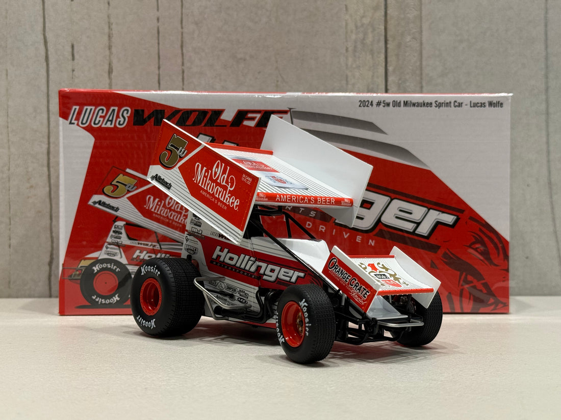 LUCAS WOLFE - 2024 #5w OLD MILWAUKEE SPRINT CAR - 1:18 SCALE DIECAST MODEL - ACME