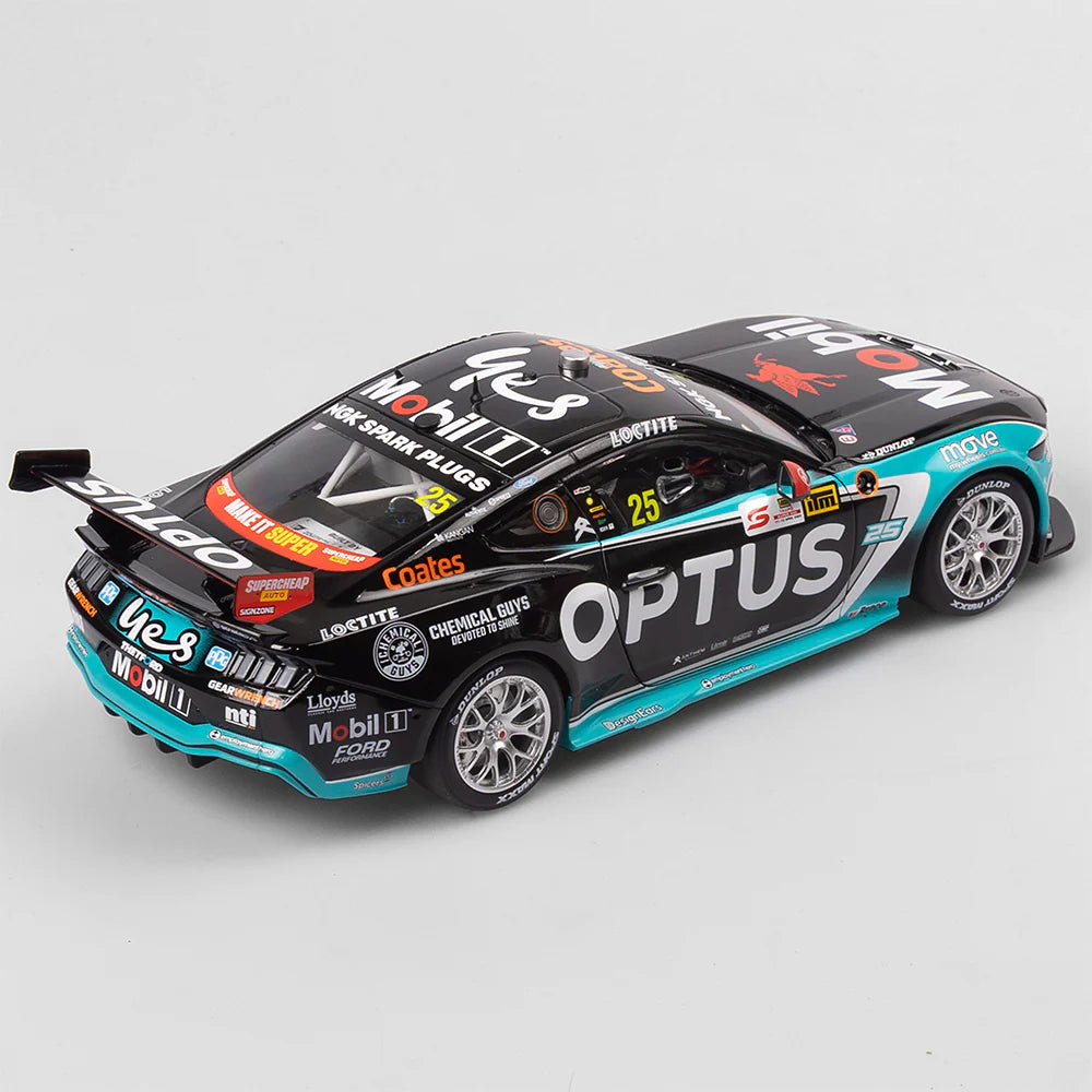 Chaz Mostert - Mobil 1 Optus Racing #25 Ford Mustang GT - 2025 ITM Taupo Super 440 Race 9 Winner - 1:18 Scale Diecast Model - Authentic Collectables