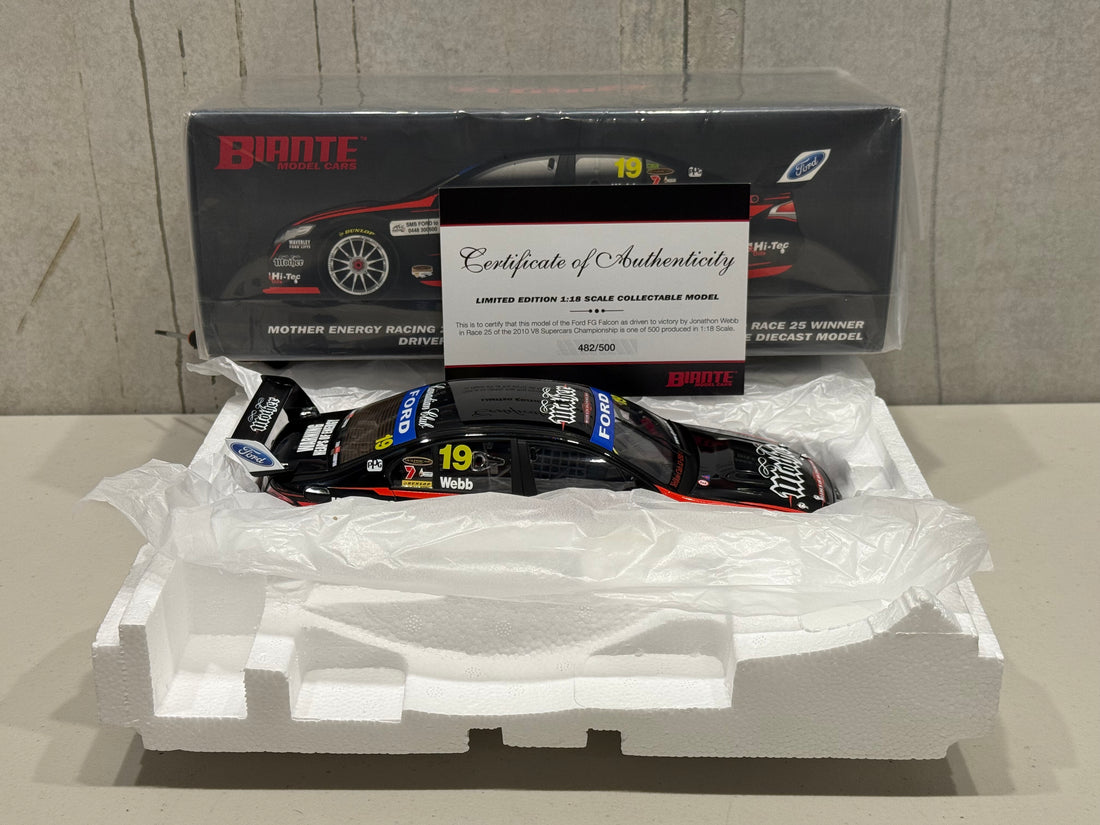 JONATHON WEBB - MOTHER ENERGY RACING 2010 FORD FALCON FG - SYDNEY TELSTRA 500 RACE 25 WINNER - 1:18 SCALE DIECAST MODEL