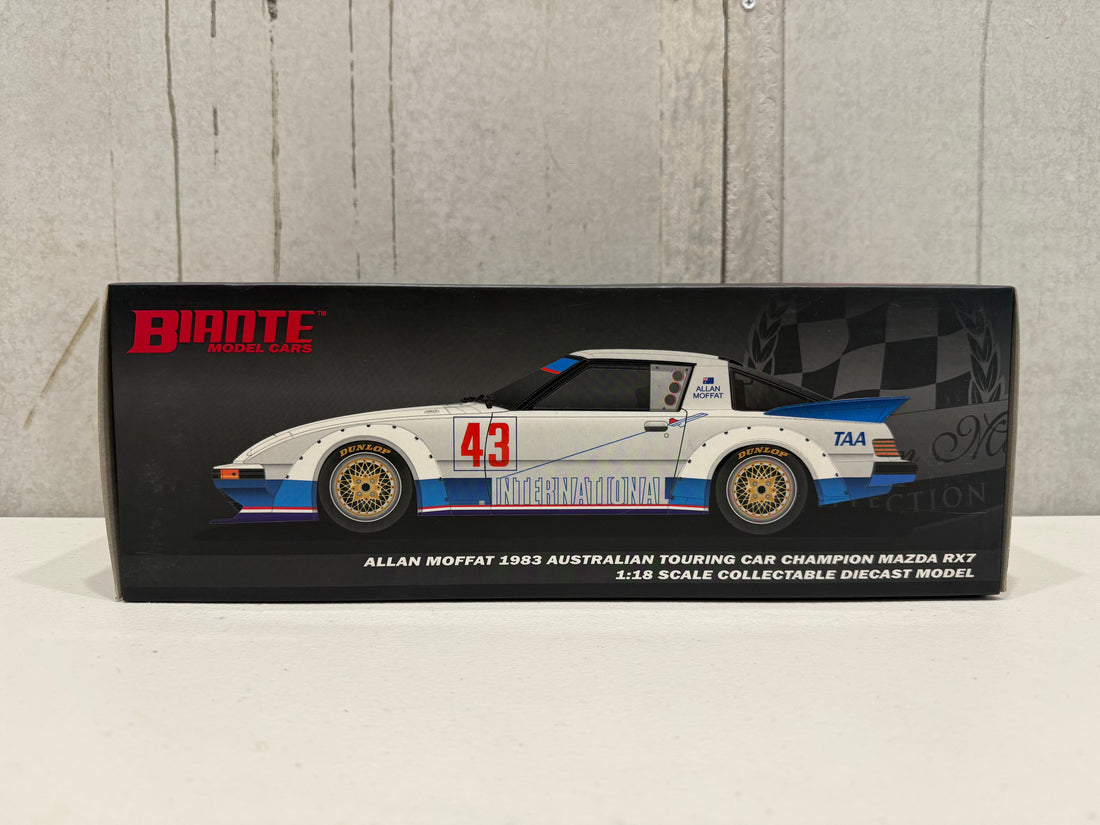 ALLAN MOFFAT 1983 AUSTRALIAN TOURING CAR CHAMPION MAZDA RX7 - 1:18 SCALE DIECAST MODEL - BIANTE